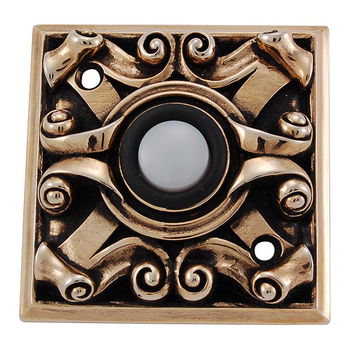 Sforza Push Button Doorbell, Antique Gold