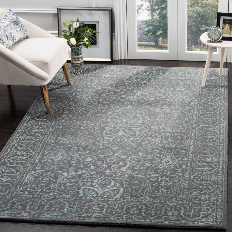 Samaniego Hand Tufted Viscose/Wool Oriental Rug in Opal/Gray