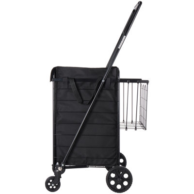 Panier, chariot pliant d'épicerie avec deux paniers, doublure et roues imperméables, grande capacité de charge de 100 lb, panier à linge robuste pour la lessive, le magasinage, le camping, l'épicerie et les bagages