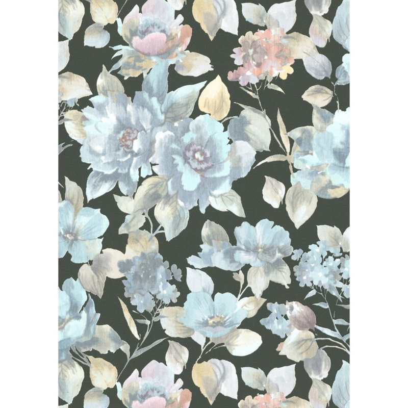 Panneau de papier peint, Noir / bleu / jaune / rose