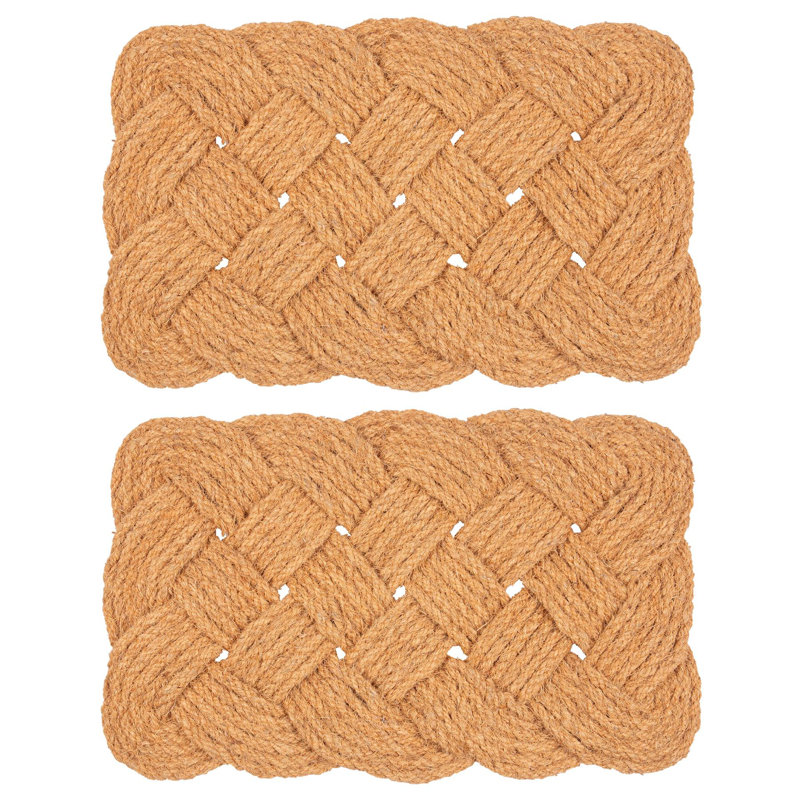 63 Natural Coir Knotted Door Mat - 68cm x 43cm, Set of 2