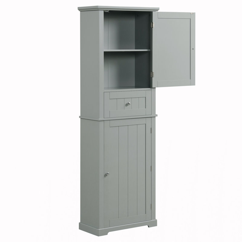 Armoire de rangement autoportante avec tiroir et tablette réglable, Gris