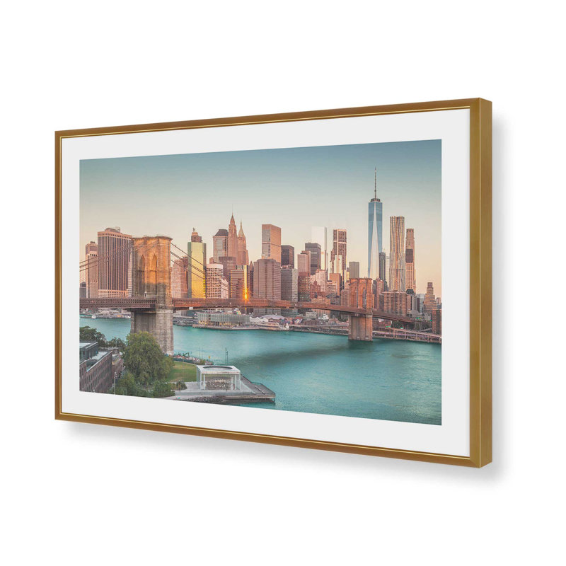 Iconic Manhattan Bridge Print, Polished Gold, 12.25" H x 15.25" W