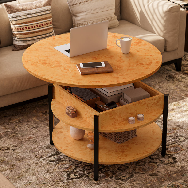 Table basse à plateau relevable en bois avec rangement Wynny, H 18 po x l 27 po x P 27 po, Espresso noir