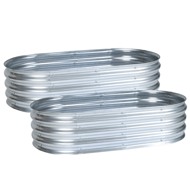 Galvanized Raised Garden Bed Silver, 11.81" H x 47.24" W x 23.62" D