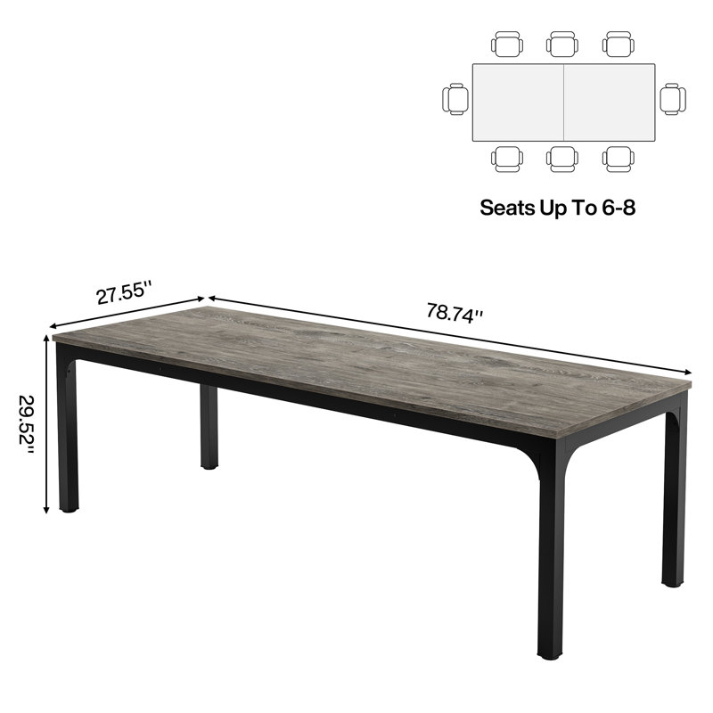Mareme Rectangular Meeting Table, Gray/Black