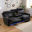 Ensemble de fauteuils inclinables électriques en cuir 2 pièces avec lumière DEL, chargeur sans fil, lampe de lecture et accoudoirs de rangement