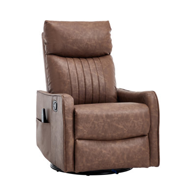 Canora Grey 24.4" Wide Chenille Manual Recliner with 360° Swivel, Rocker, Heat and Massage - Green