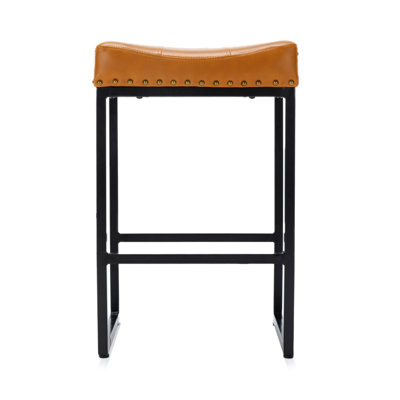 Tabourets de bar et de comptoir rembourrés sans dossier avec structure en métal, avec siège rembourré, Leathersoft