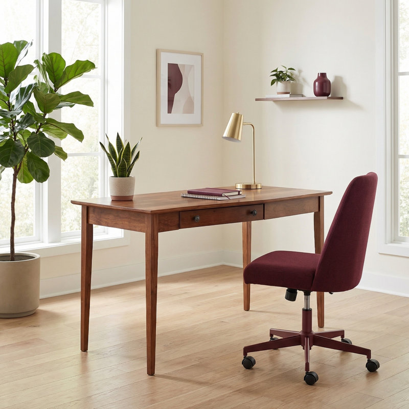 Malani Solid Wood Foundation Desk, Golden Pecan