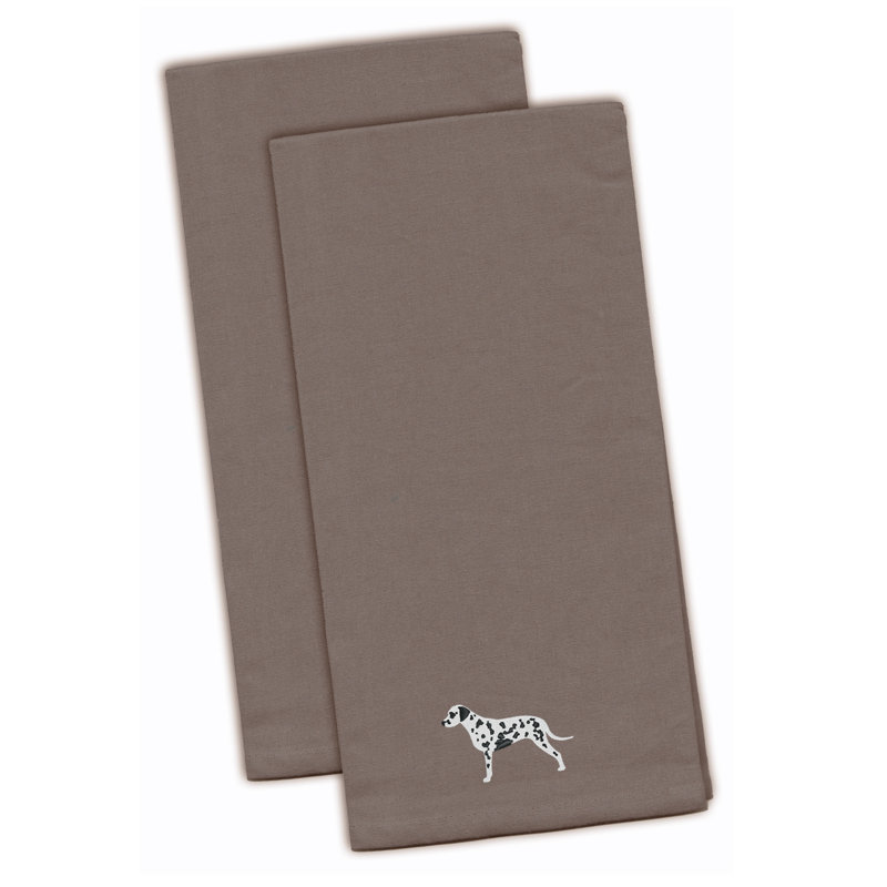 Serviette à thé de cuisine brodée dalmatien, Gris, H 28 po x l 19 po x P 0,1 po