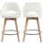 Lovetro  Mid Century Modern Open Back Faux Leather Upholstered Swivel Counter Stool with Wire Brushed Solid Wood Legs-230327092