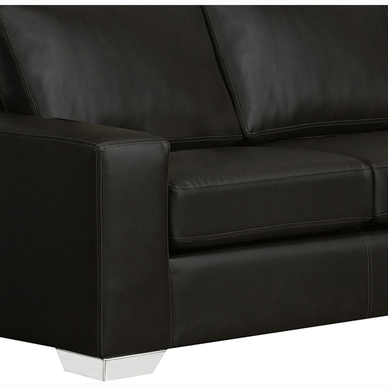 Crooke Upholstered U-Shaped Sectional Left Hand Facing, Black Genuine Leather