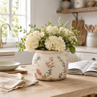 6.3" Vintage Ceramic Plant Pot with Drainage
