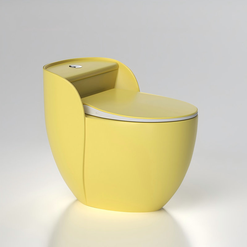 12" Rough-In 15.75"Seat Height Yellow Compact Siphonic Basic Smart Toilet for Small Space with Sensor Lid Opening, Night Light and Adjustable Temperature