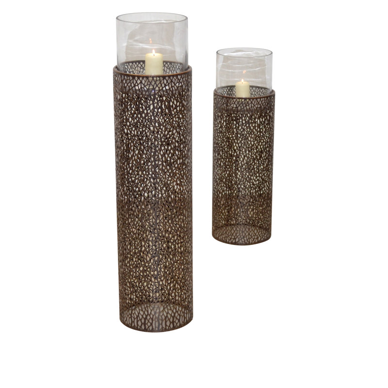 Glass lantern, Brown, 68cm H x 22cm W x 22cm D
