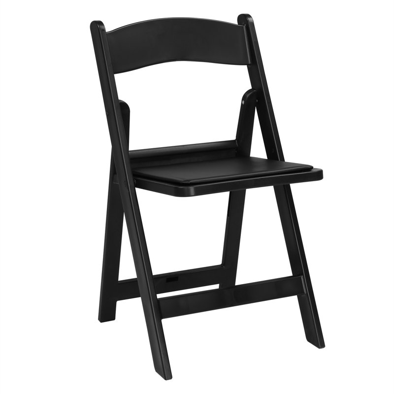 Chaise pliante simple rembourrée en plastique noir, Noir