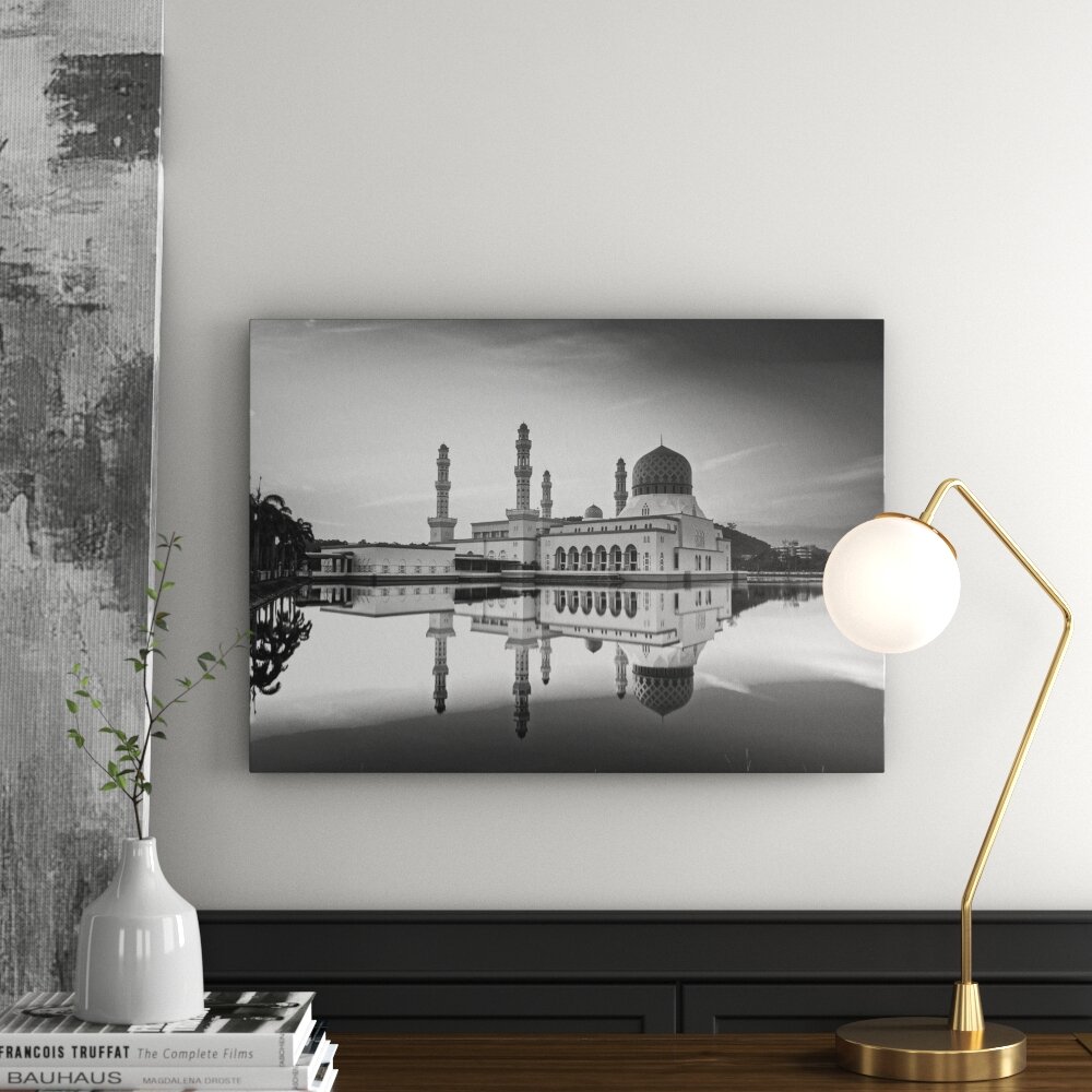 Leinwandbild „Moschee am See morgens“, Fotodruck