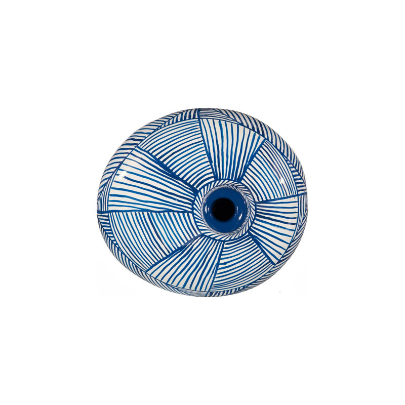 Indigo Mosaic Vase, Wide