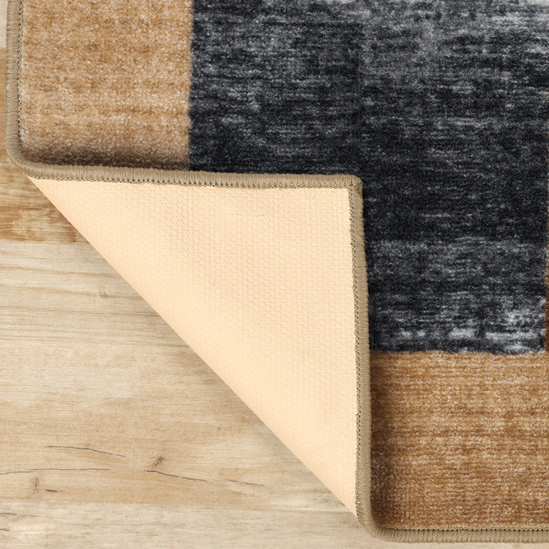Childers Rustic Color Block Checkered Non-Slip 100% Nylon Indoor Area Rug and Runner, Rectangle 5' x 8'