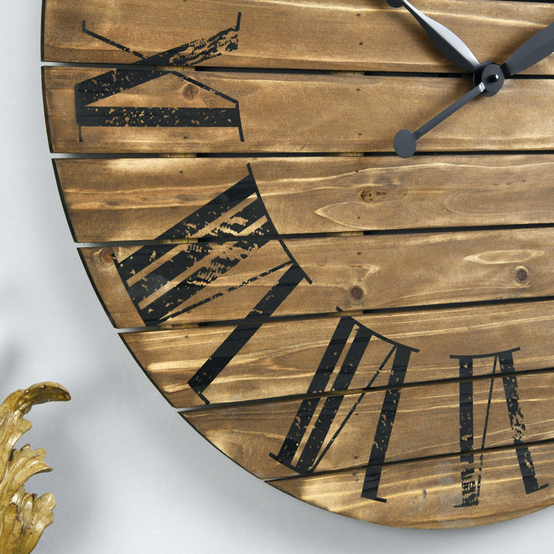 Oversized White Wood Farmhouse Shiplap Wall Clock