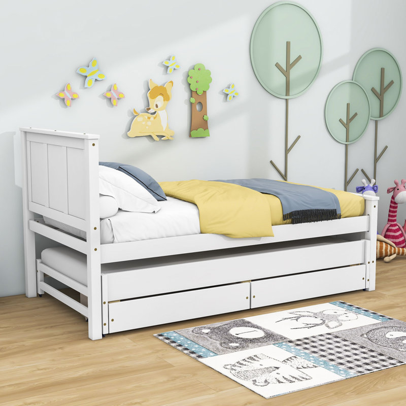 Maridean Twin Storage Platform Bed, White