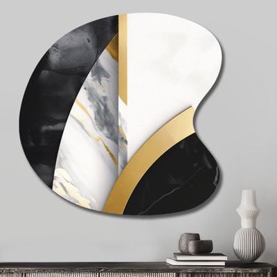Hubert - Marble Unique Shape Metal Wall Decor, Gold Asymmetrical Metal Art Print