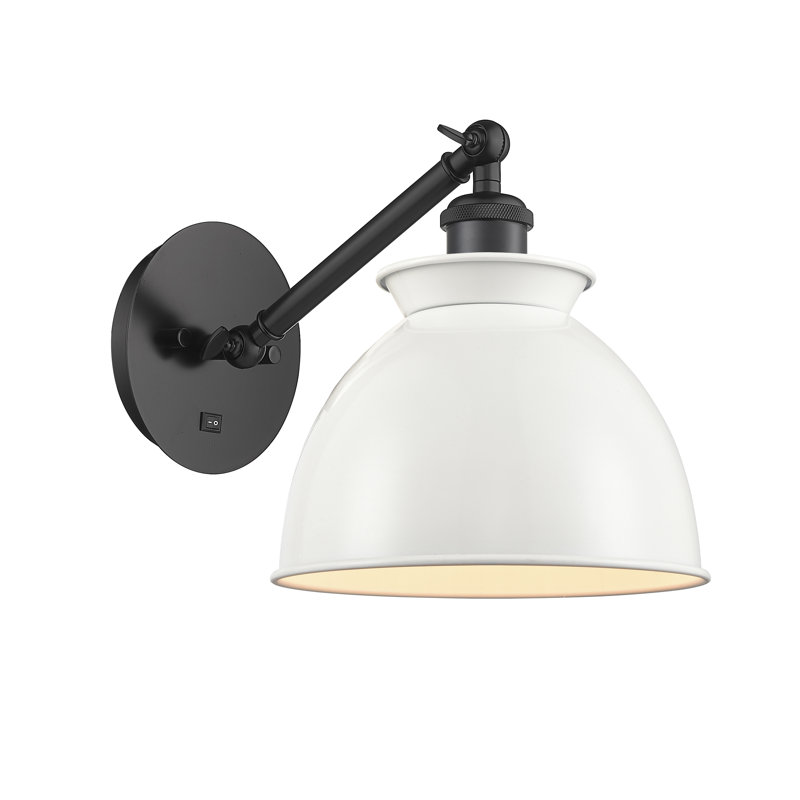 Applique murale 1 lumière 8 po Shauna Adirondack, DEL, Blanc brillant, Noir mat