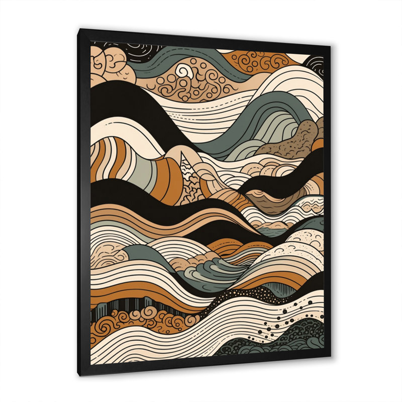 «Brown Black Line Elegance I», reproduction sur toile, Cadre photo noir, H 32 po x l 24 po x P 1 po