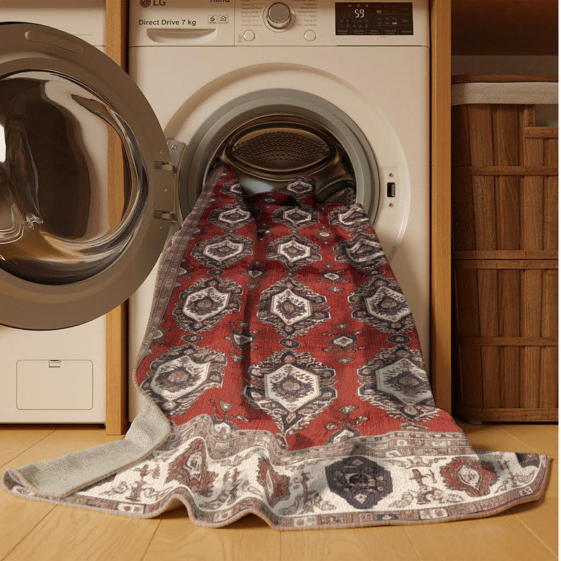 Tapis brun lavable à la machine, Carré 3 pi