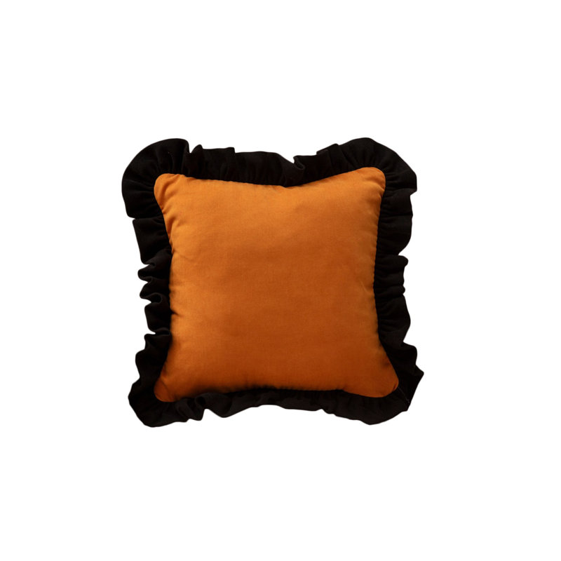 Housse de coussin, Orange / noir, H 17 po x l 17 po