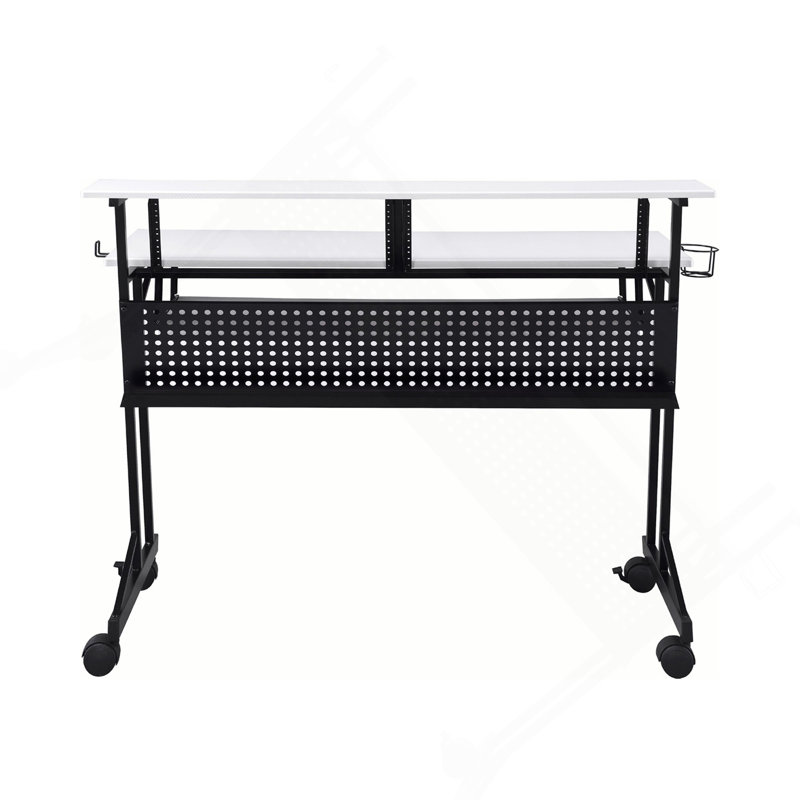 Bureau de studio d'enregistrement de musique avec plateau à clavier, H 38 po x l 47 po x P 28 po, Blanc