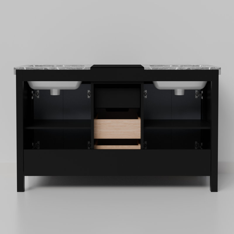 Zilara 55'' Double Bathroom Vanity with Marble Top
