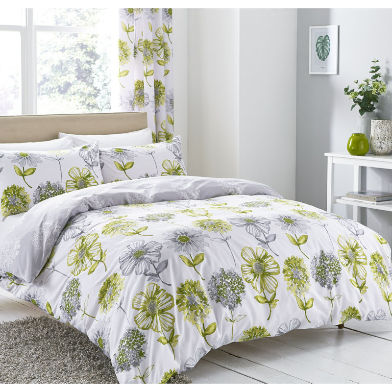 Banbury Floral Room Darkening Curtains, Green