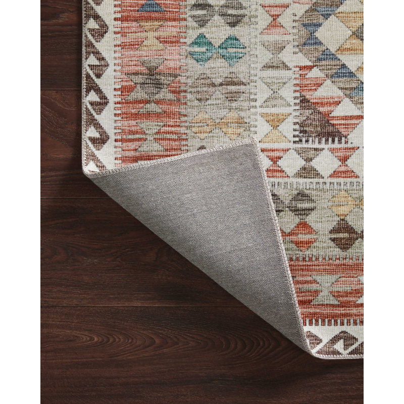 Tapis ivoire / rouge Mayon Southwestern, Rectangle 3 pi 6 po x 5 pi 6 po