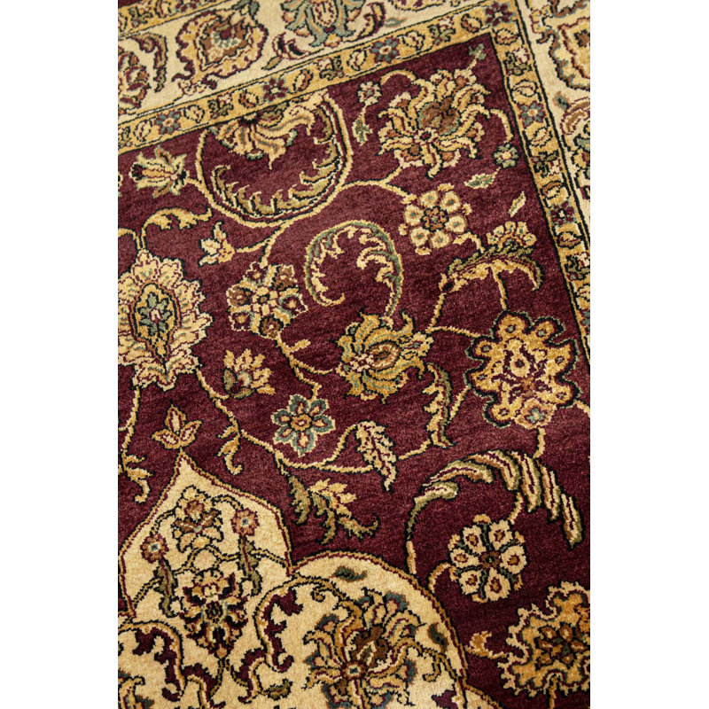 Hand-Knotted High-Quality Red and Cream Area Rug