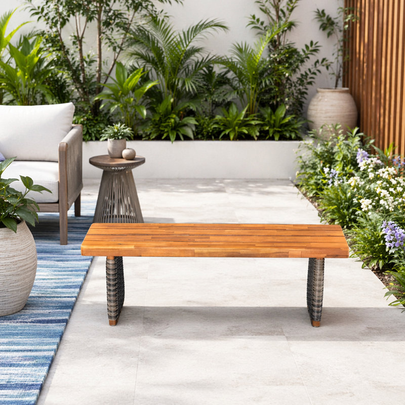 Banc de patio en bois, Gris, teck