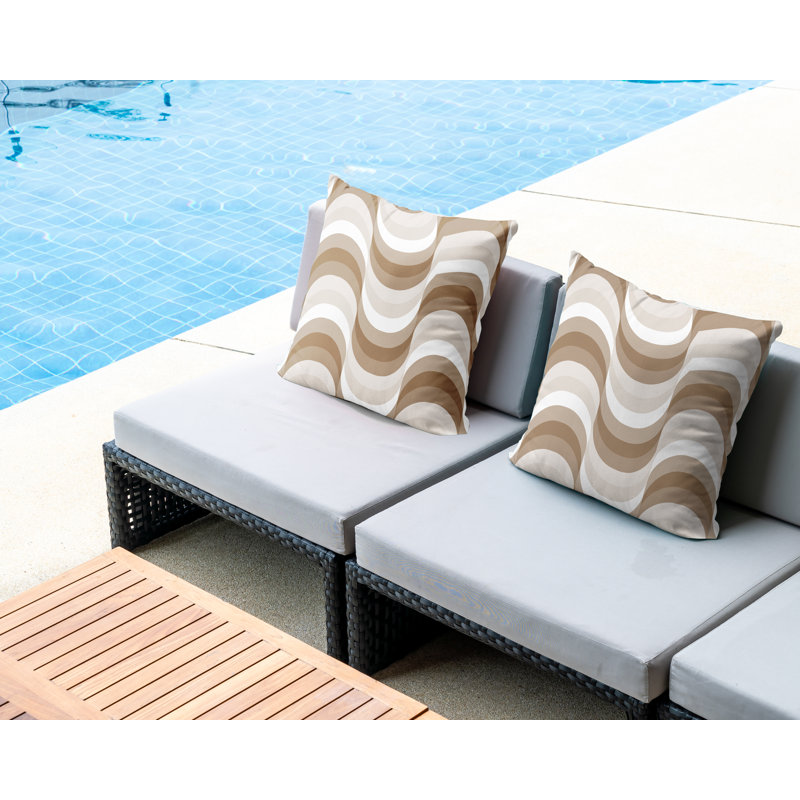 Coussin décoratif carré intérieur / extérieur Slivno, L 15 po x H 15 po, Beige