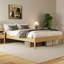 Structure de lit plateforme en bois de bambou sec de 15 pouces de hauteur, avec support en lattes de bois, style moderne et minimaliste, aucun sommier requis, assemblage facile-868214397-868214336