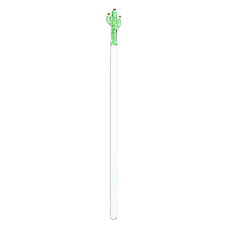 Latitude Run® Handmade Celebration Cactus Recycled Glass Cocktail Stirrer