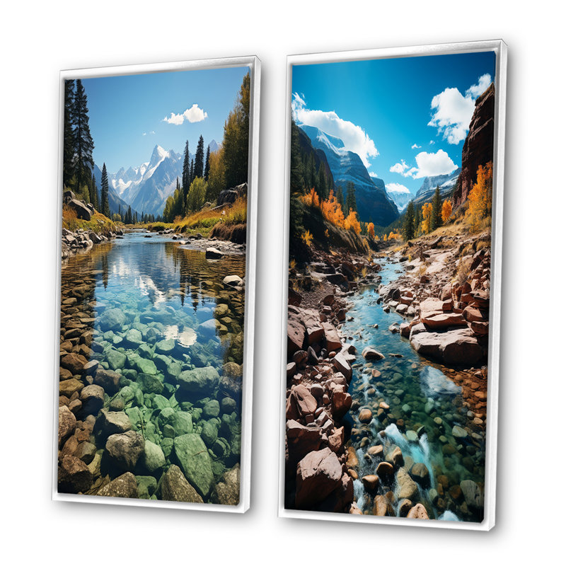 «USA Rocky Mountain Serenity Landscape», 2 pièces, Cadre blanc, H 24 po x l 20 po