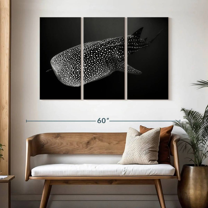 Brampt Monochrome Spotted Whale Shark, 32" H x 50" W