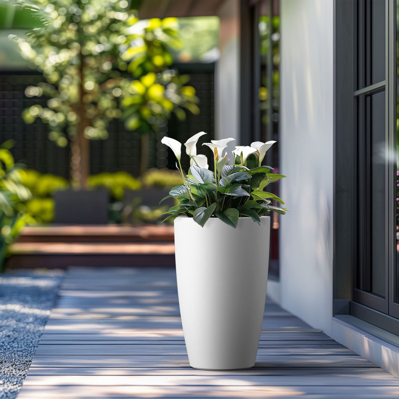 Drumagorgan Handmade Pot Planter, Crisp White, 14.57" H x 16.5" W x 16.5" D
