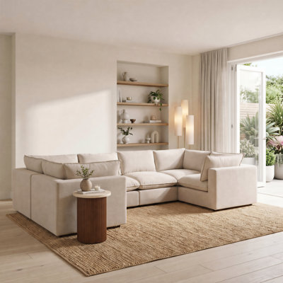 Alexa Upholstered Linen-Look Fabric 3 Seater / 4 Seater / 5 Seater Modular Sofa - Cozy Modern Design