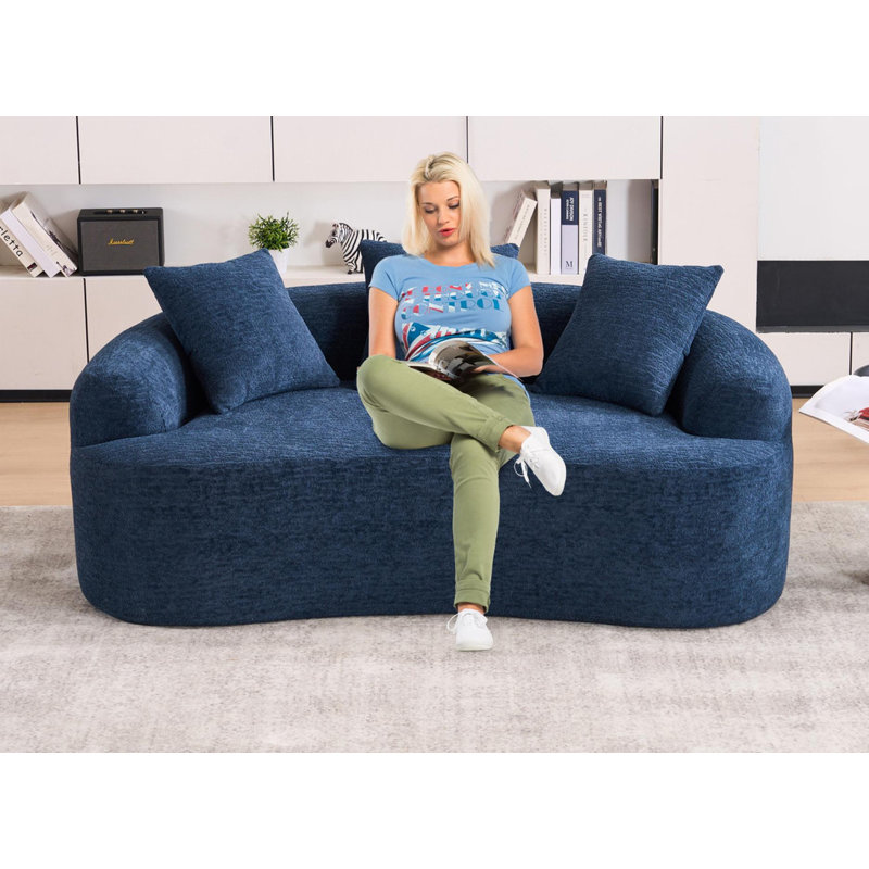 Canapé compact en Chenille, Bleu