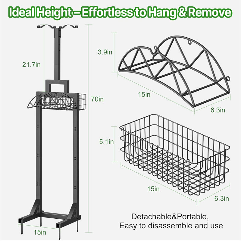 Porte-boyaux d'arrosage pour l'extérieur avec panier de rangement