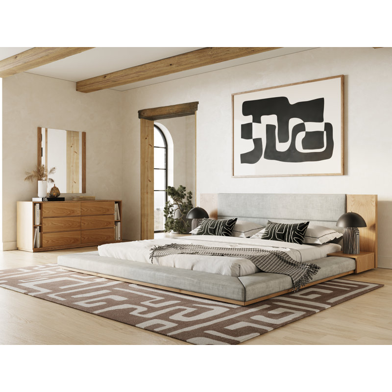 Amalie Piece Bedroom Set, California King, Natural Oak