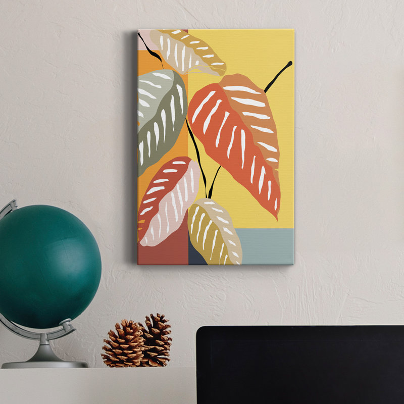 Plante tropicale I - peinture sur toile tendue, H 60 po x l 40 po x P 1 po
