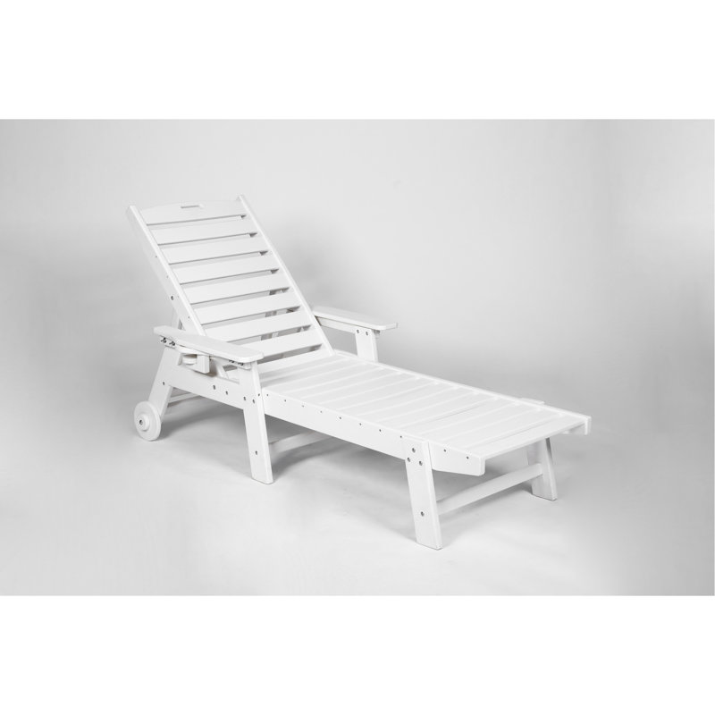3 sièges de patio, blanc, intempéries avec table d'appoint et roues Chaise longue blanche pour patio décontracté, porte-gobelet à 5 angles