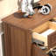 Banc de rangement pour chaussures en bois massif noyer